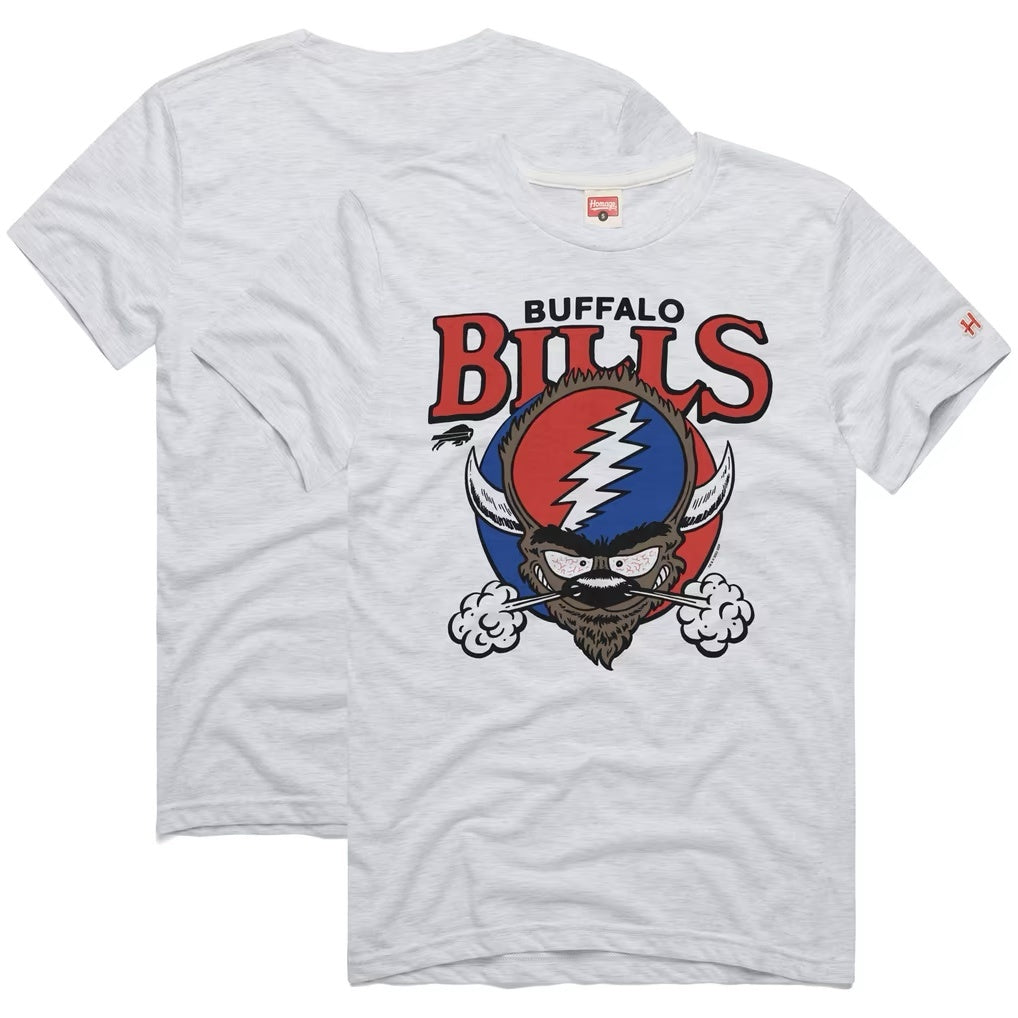 Men's Buffalo Bills NFL Grateful Dead Tri-Blend T-Shirt Homage Ash Color