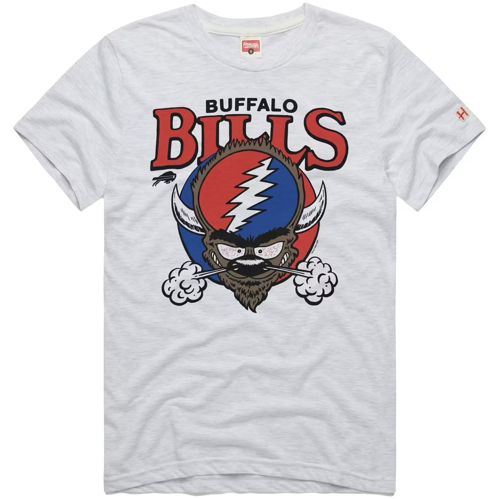 Men's Buffalo Bills NFL Grateful Dead Tri-Blend T-Shirt Homage Ash Color