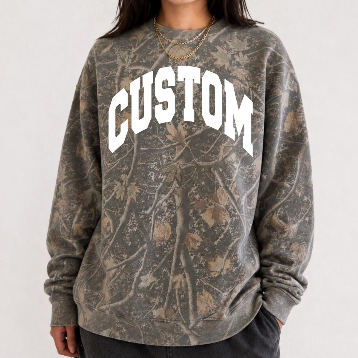 Custom Camo Sweatshirt Personalized Crewneck Unisex Varsity College Team Trendy