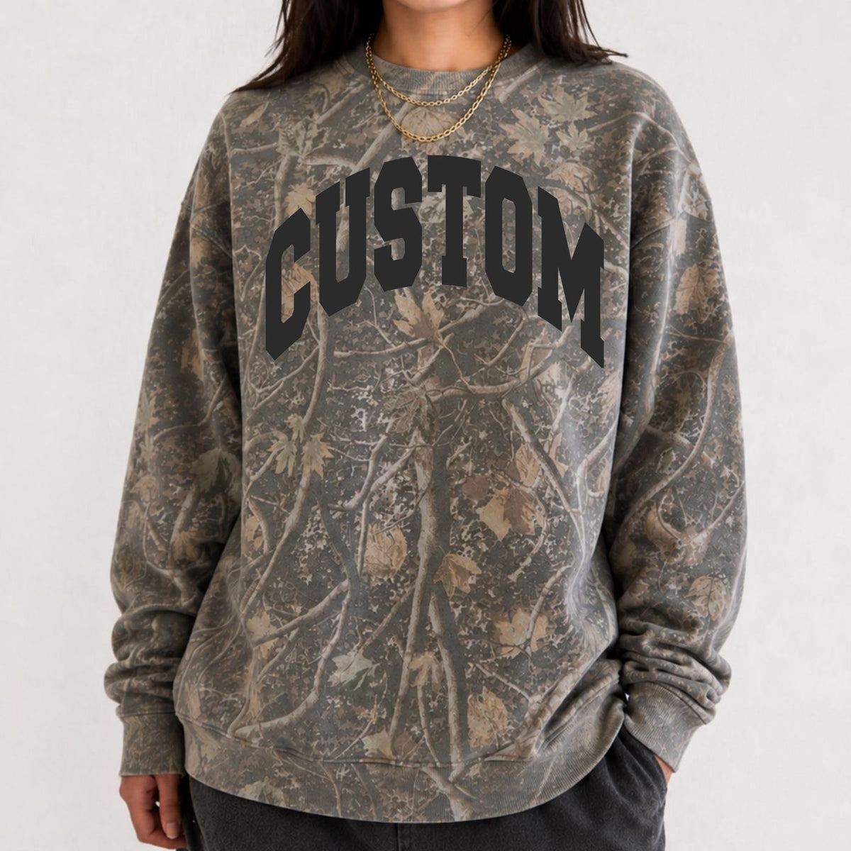 Custom Camo Sweatshirt Personalized Crewneck Unisex Varsity College Team Trendy