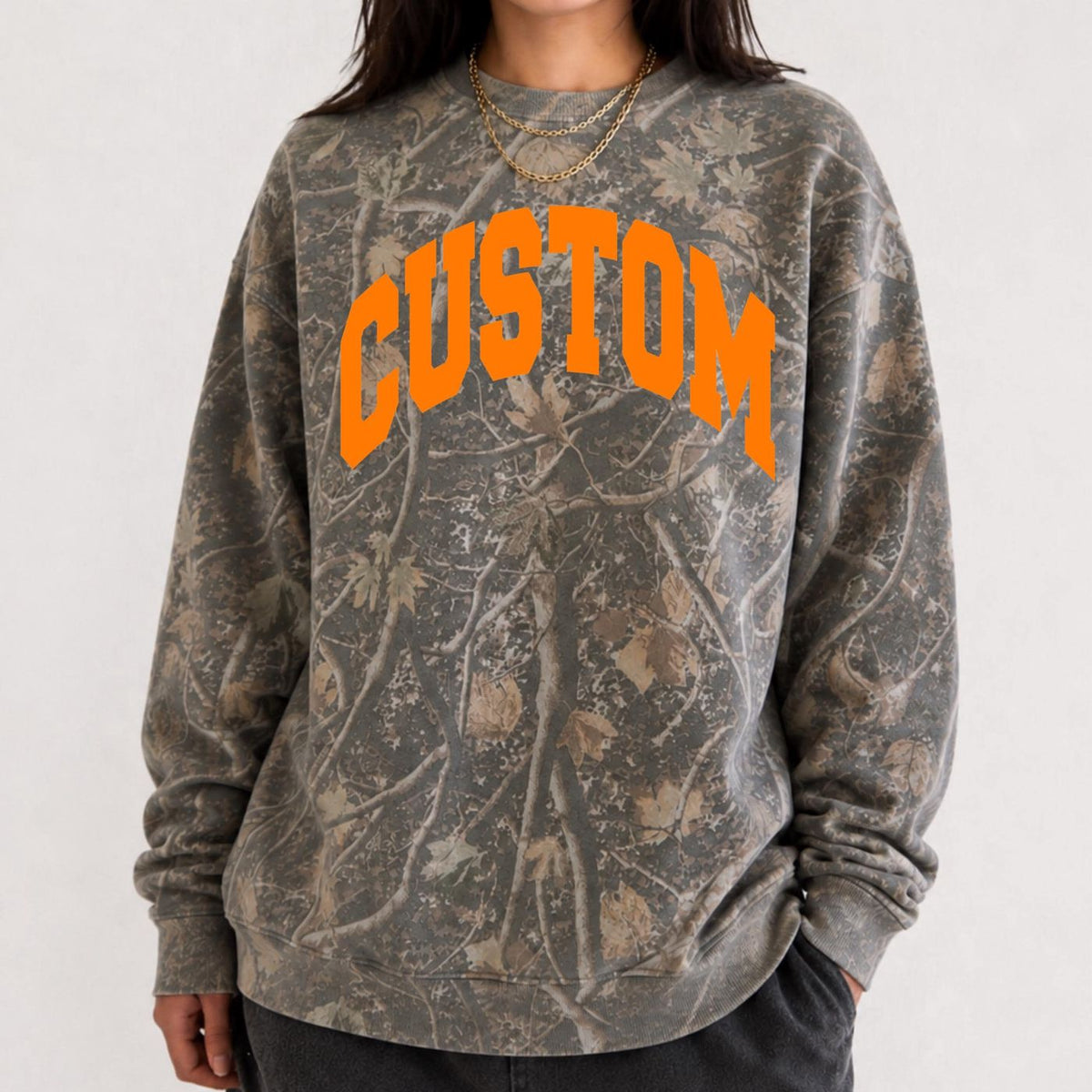 Custom Camo Sweatshirt Personalized Crewneck Unisex Varsity College Team Trendy