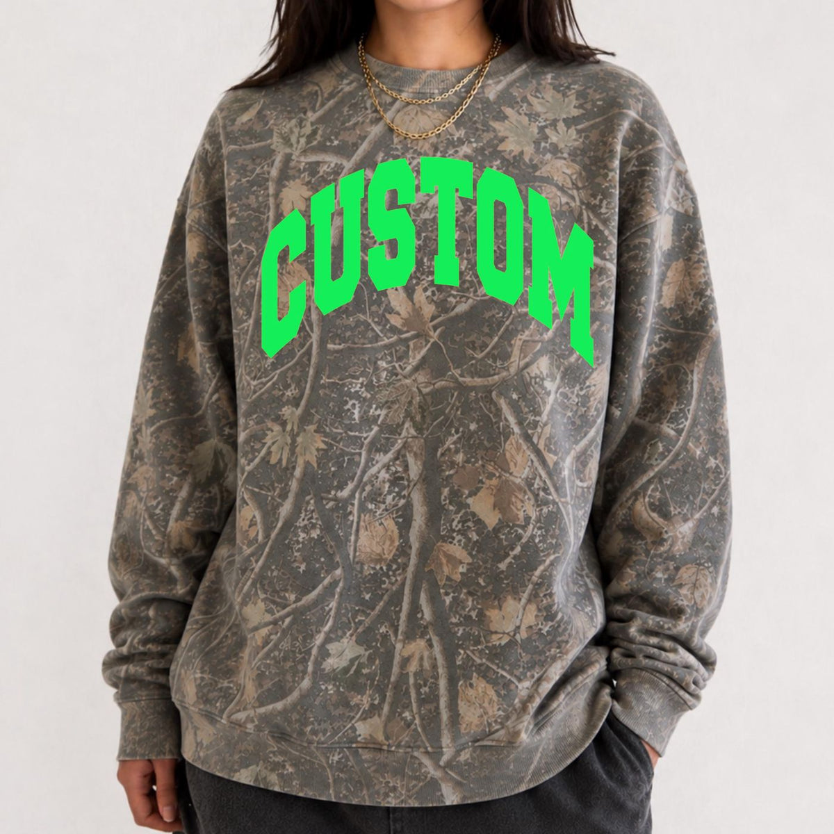 Custom Camo Sweatshirt Personalized Crewneck Unisex Varsity College Team Trendy