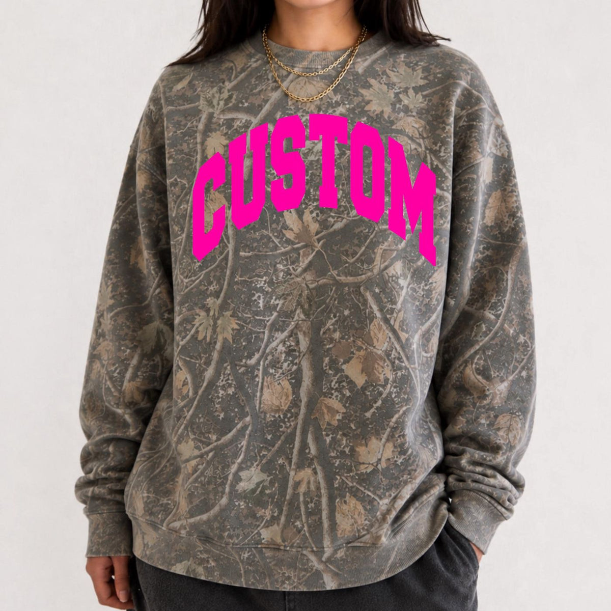 Custom Camo Sweatshirt Personalized Crewneck Unisex Varsity College Team Trendy