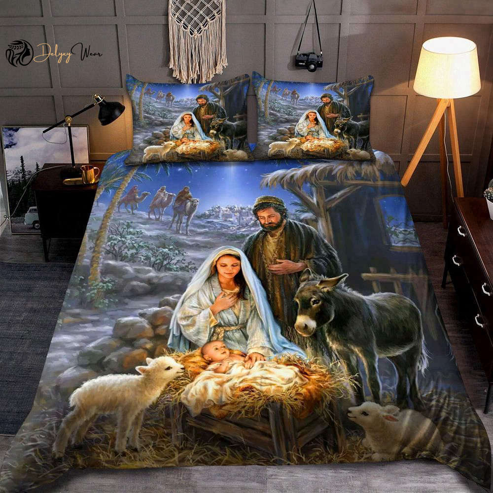 A Holy Night Nativity Jesus All Over Printed Bedding Set – Sacred and Stylish!