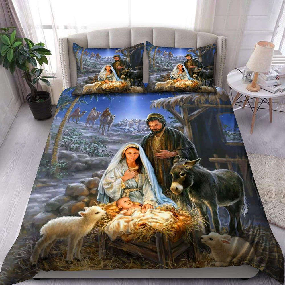 A Holy Night Nativity Jesus All Over Printed Bedding Set – Sacred and Stylish!