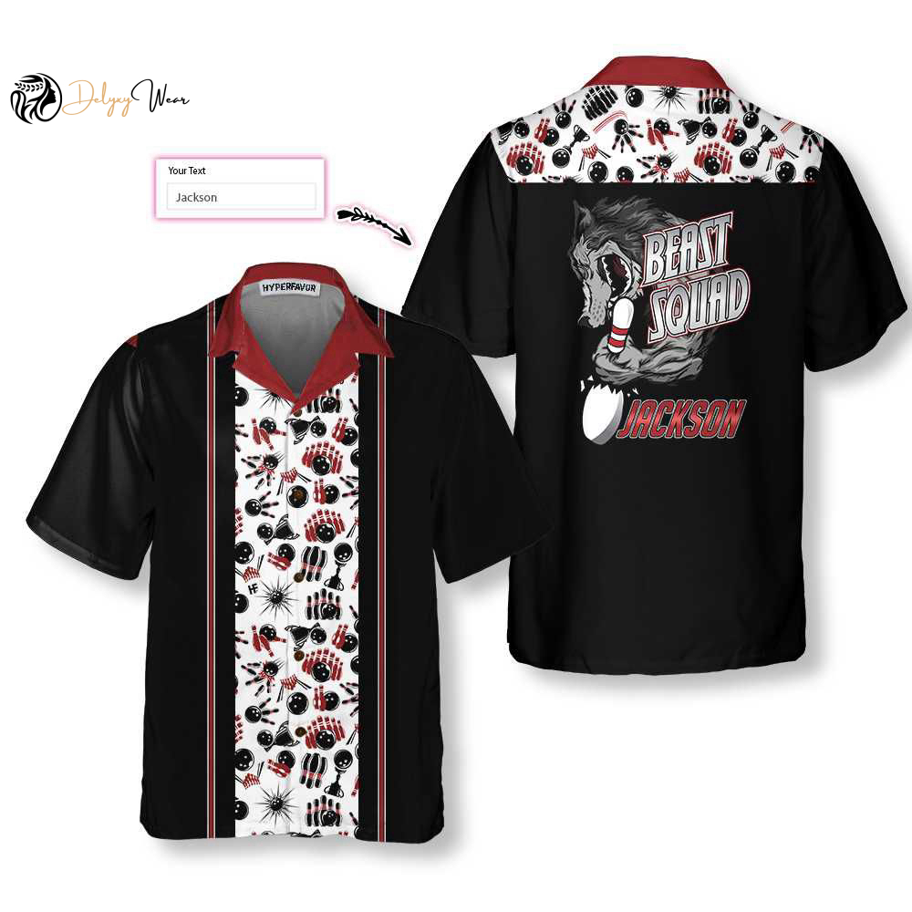 Bowling Beast Squad Custom Name Custom Hawaiian Shirt, Personalized Bowling Shirt For Men & Women