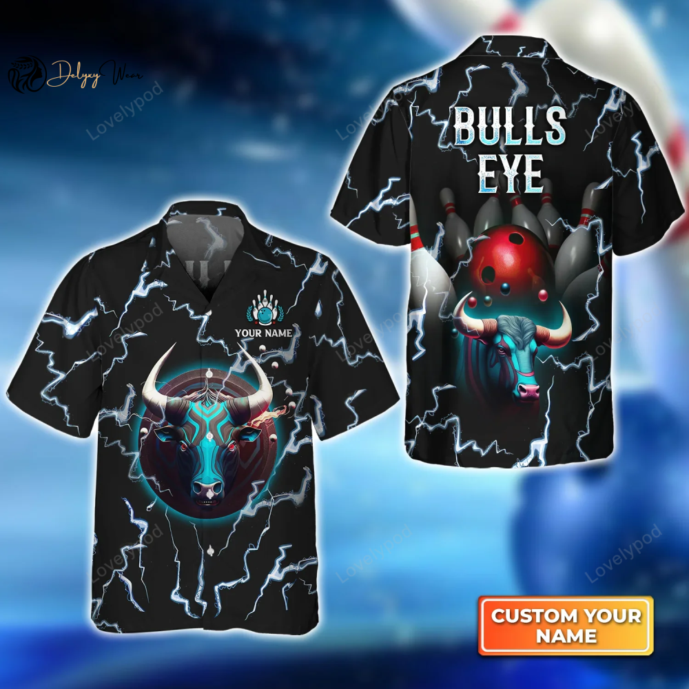 Bulls Eye Red Bowling Ball Team Hawaiian Shirt, Bowling Hawaiian Shirt For Men, Women, Bowling Team