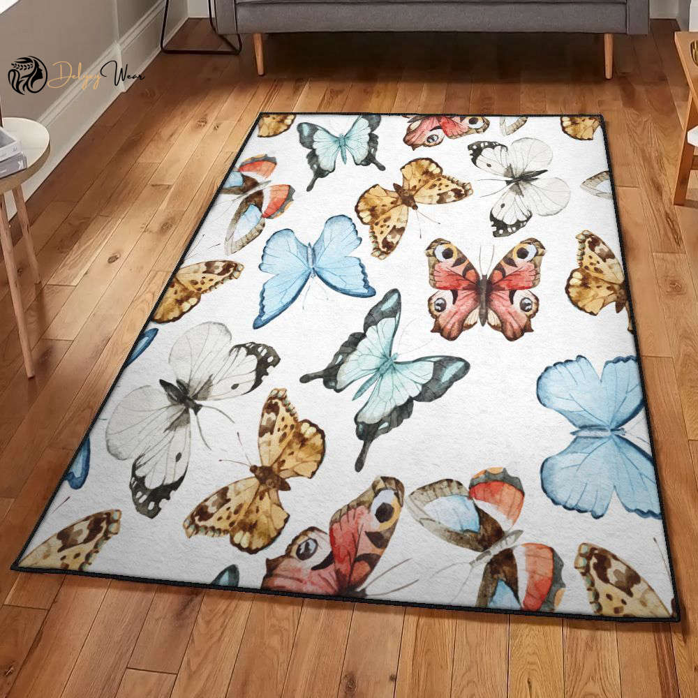 Butterfly A Beautiful Butterfly Area Rectangle Rugs Carpet Living Room Bedroom