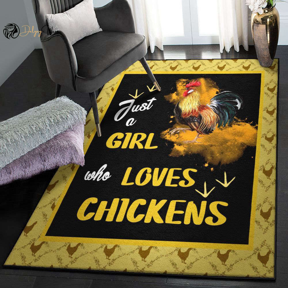 Chicken Playroom Rug Just A Girl Who Loves Chickens Area Rectangle Rugs Carpet Living Room Bedroom