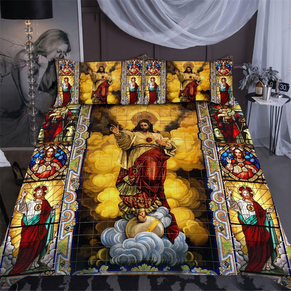 Divine Comfort: Christian Jesus Bedding Set HV – Embrace Faithful Slumber