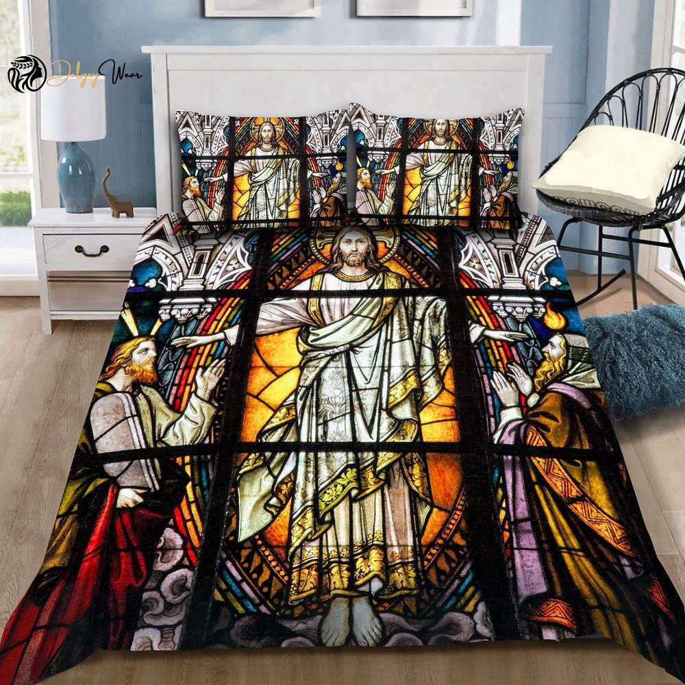 Christian Jesus Gotic Art Bedding Set: Stylish All Over Print for Divine Comfort