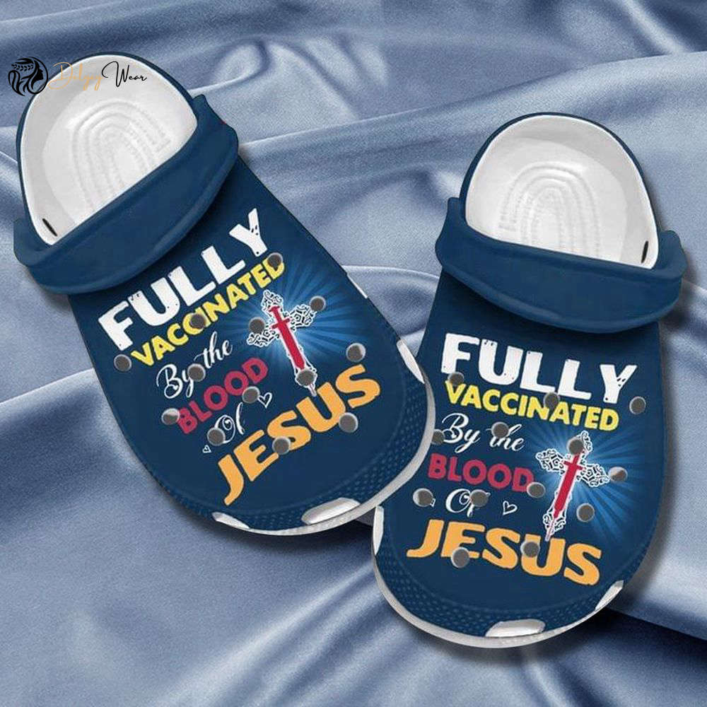Croc Shoe – Clog Shoe Fully Vaccinated By The Blood Of Jesus Cross Symbol Pattern For Christians