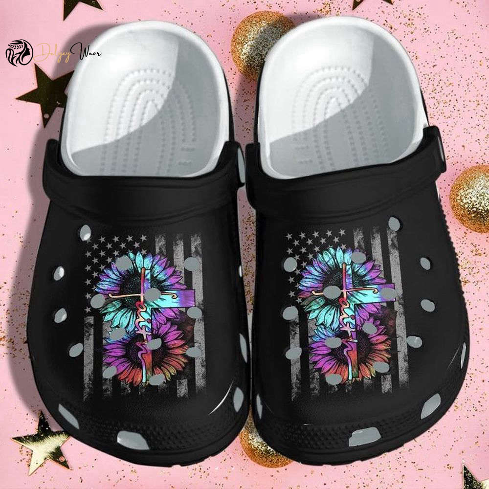 Croc Shoes – Clog Shoes Faith Sunflower Hippie Shoes Sunflower Jesus God Christian
