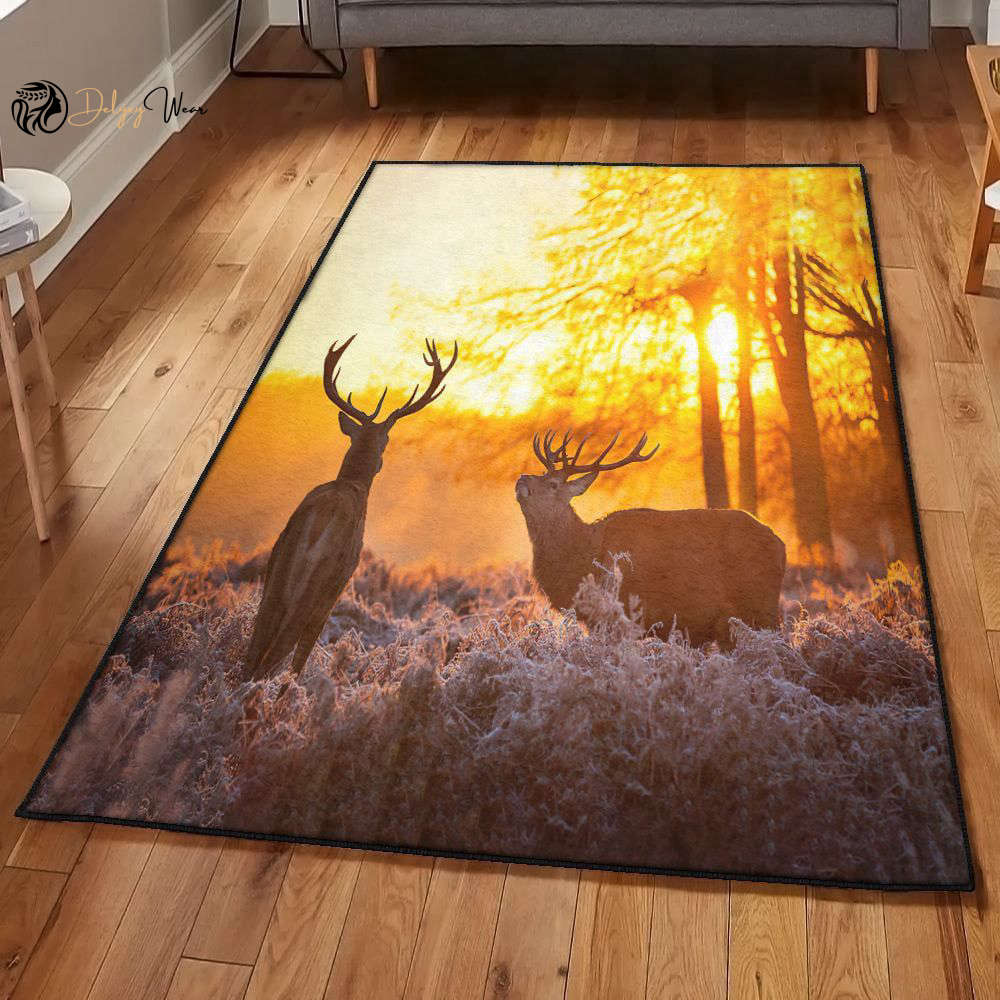 Deer Hunting Carpet A Couple Of Deer At Sunset Area Rectangle Rugs Carpet Living Room Bedroom