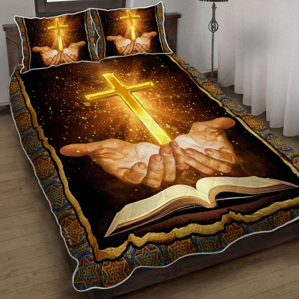 Divine Jesus Bible Quilt Bedding Set – Perfect Gift for Faithful Believers