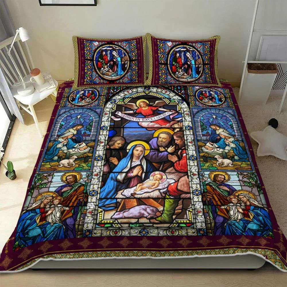 Divine Jesus Christ Family Quilt Bedding Set – Heavenly Comfort for Your Home