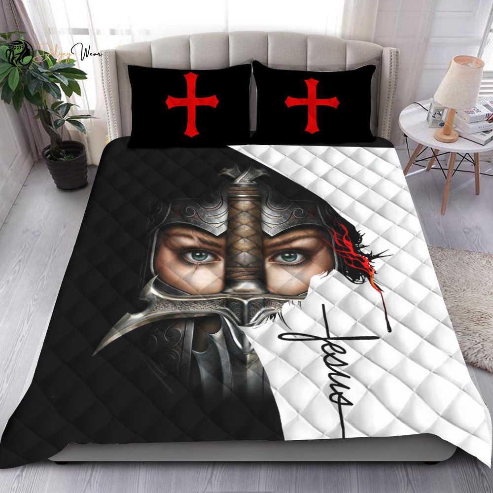 Divine Jesus Quilt Bedding Set – Heavenly Comfort for Your Bed
