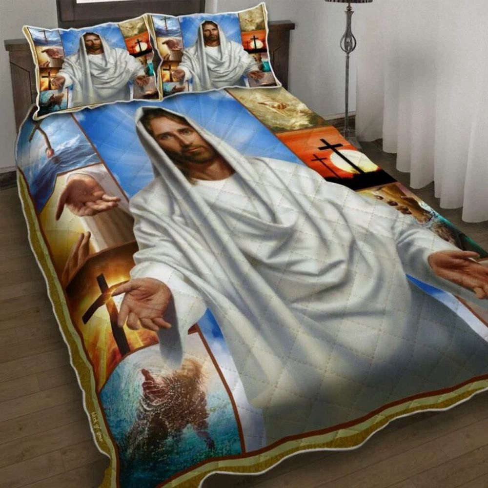 Divine Jesus Reaching Hand Quilt Bedding Set – Heavenly Gift