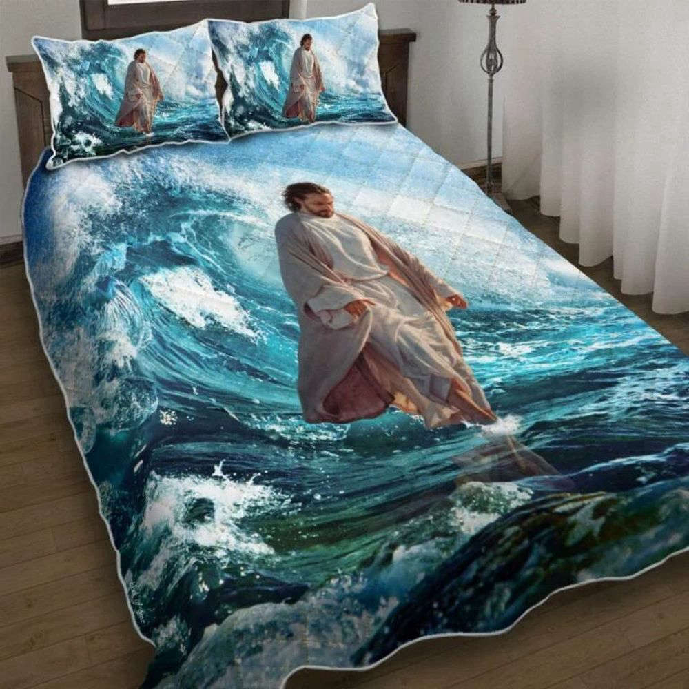 Divine Jesus Walks On Water Quilt Bedding Set – Enhance Your Bedroom with UXGO03-BD