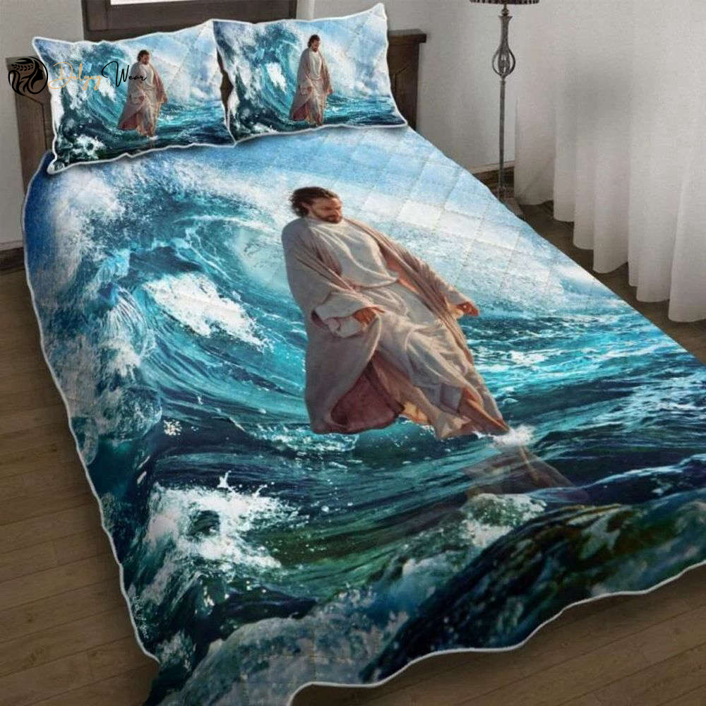 Divine Jesus Walks On Water Quilt Bedding Set – Enhance Your Bedroom with UXGO03-BD