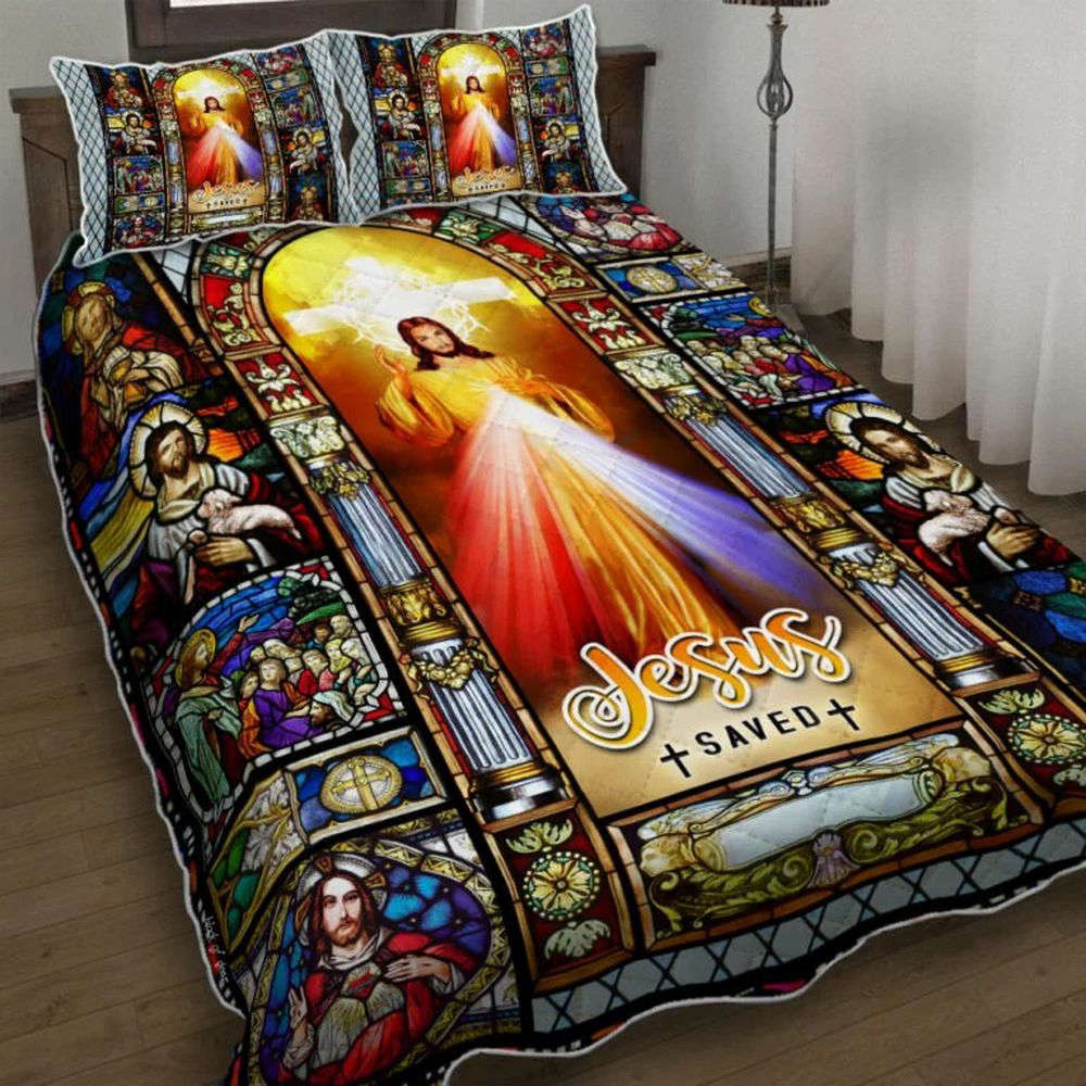 Divine Mercy Quilt Bedding Set – Jesus-Inspired Design UXGO39BD