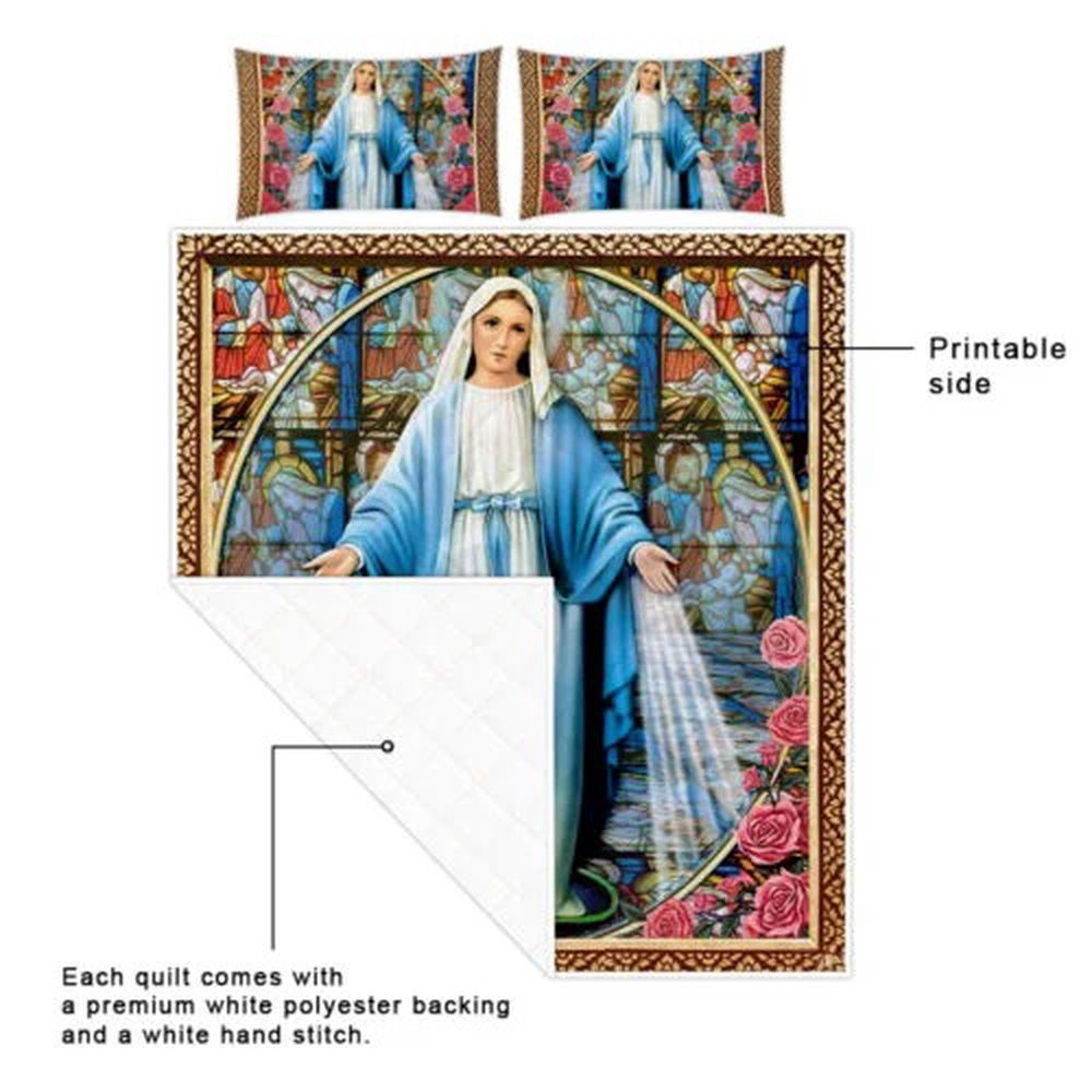 Divine Mother Mary Roses Quilt Bedding Set – Embrace God s Love in Your Bed Divine Mother Mary Roses Quilt Bedding Set – Embrace God s Love in Your Bed