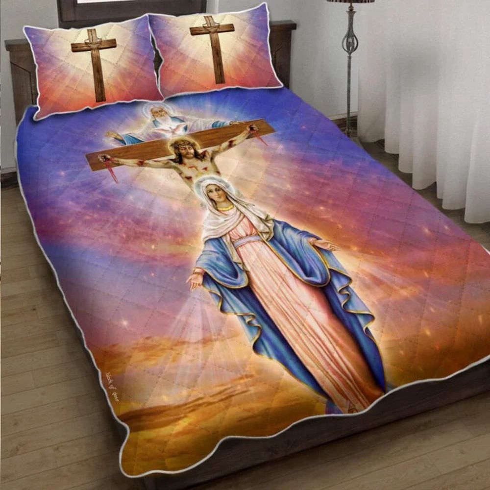 Divinely Cozy Jesus Christian Quilt Bedding Set – Embrace Faithful Comfort