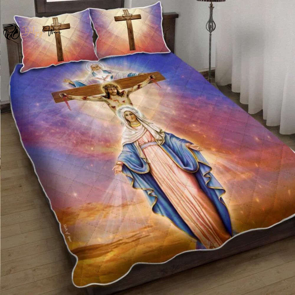 Divinely Cozy Jesus Christian Quilt Bedding Set – Embrace Faithful Comfort