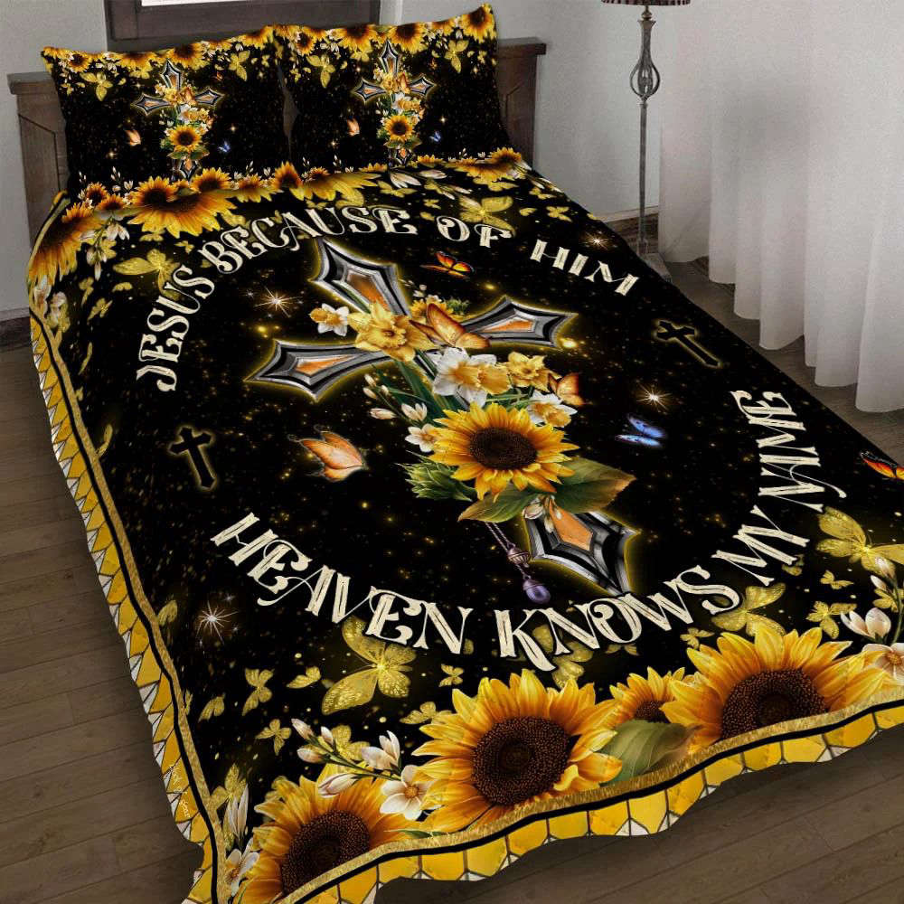 Divinely Cozy Jesus Sunflower Quilt Bedding Set: Embrace Comfort & Style!