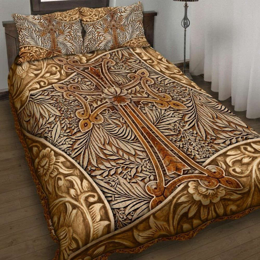 Divinely Designed Jesus Cross Quilt Bedding Set: Heavenly Comfort for Your Bedroom