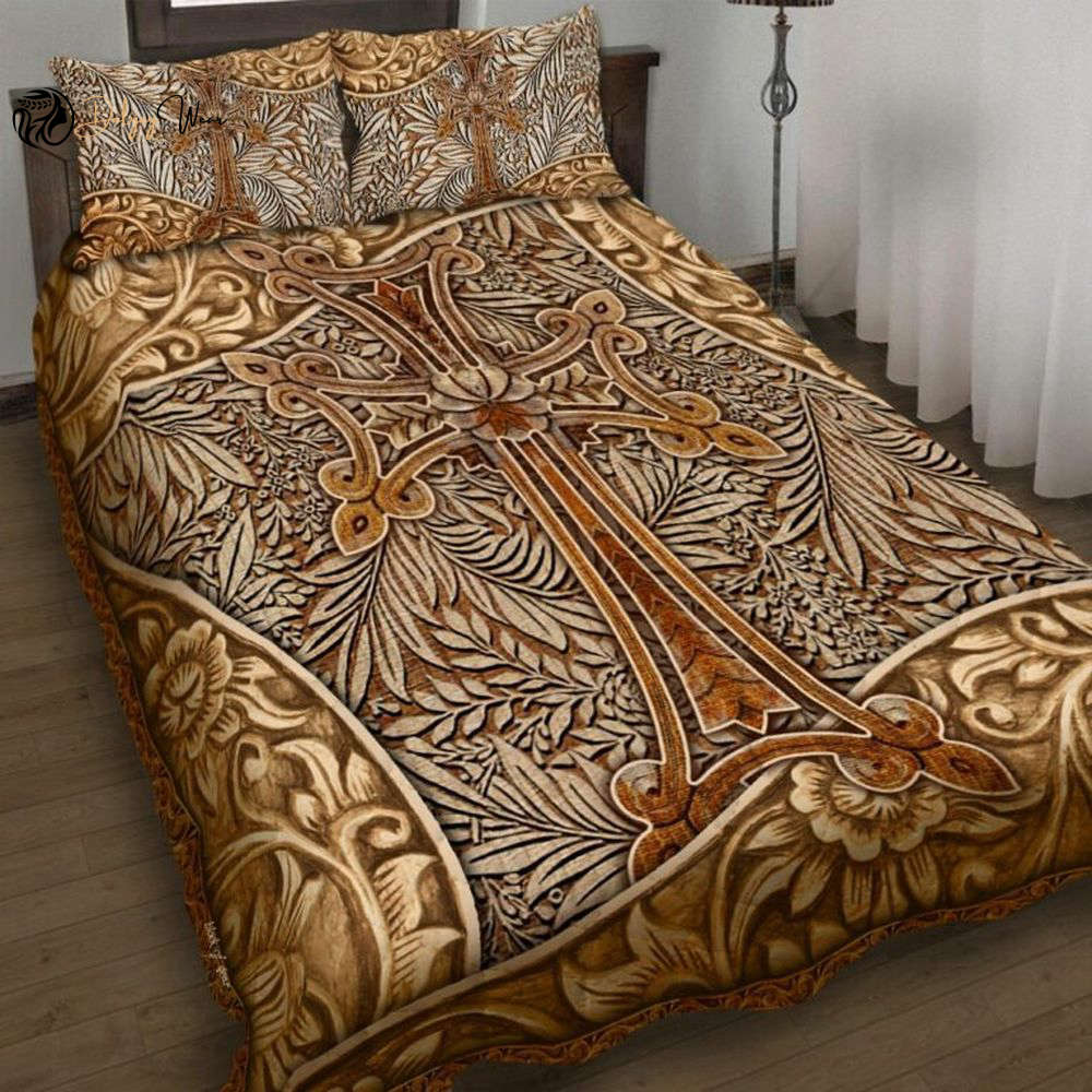 Divinely Designed Jesus Cross Quilt Bedding Set: Heavenly Comfort for Your Bedroom