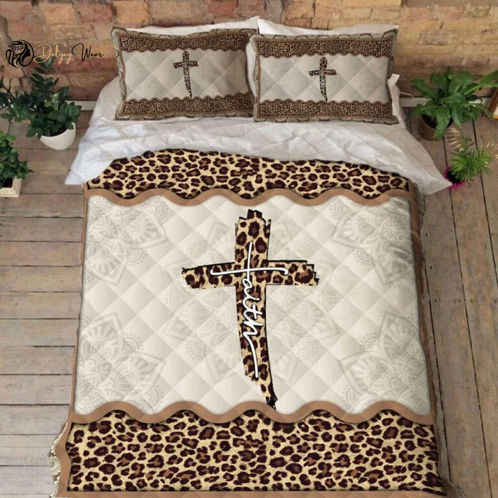 Faith Jesus Leopard Quilt Bedding Set: Embrace Comfort & Style with Our Jesus Bed Set