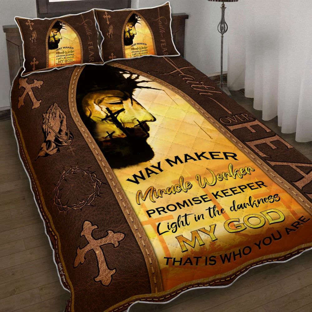 Faith Over Fear Quilt Bedding Set: Embrace Jesus Christ s Inspirational Message
