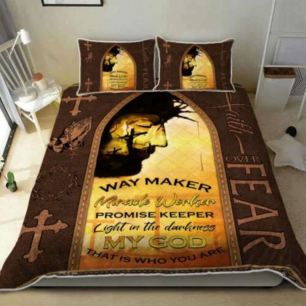 Faith Over Fear Quilt Bedding Set: Embrace Jesus Christ s Inspirational Message Faith Over Fear Quilt Bedding Set: Embrace Jesus Christ s Inspirational Message