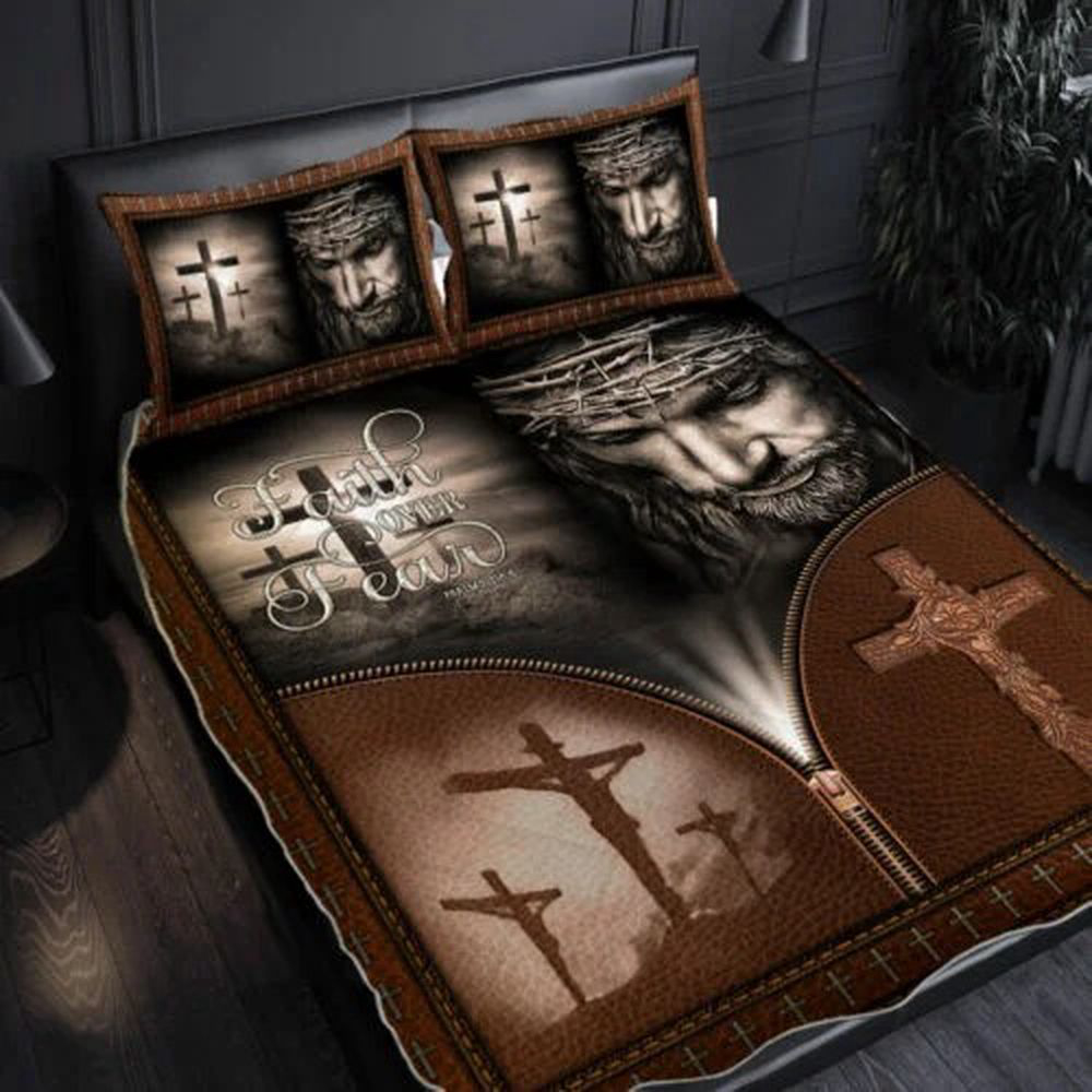 Faith Over Fear Quilt Bedding Set – Jesus Christian Gift Faith Over Fear Quilt Bedding Set – Jesus Christian Gift