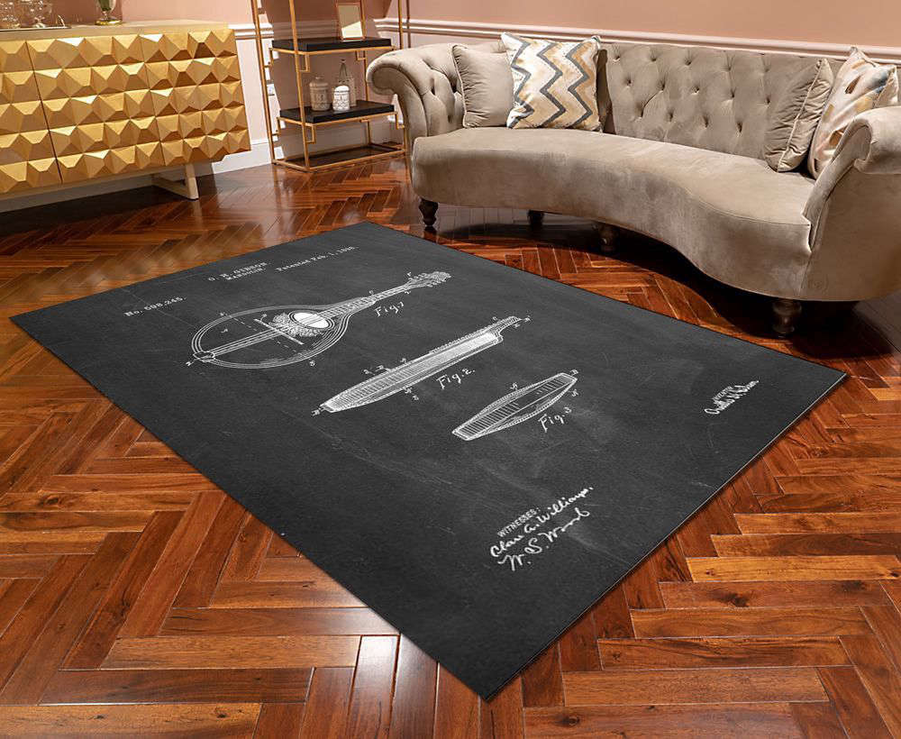 Gibson Mandolin A Model Patent Area Rectangle Rug Home Decor