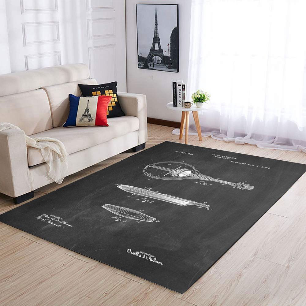 Gibson Mandolin A Model Patent Area Rectangle Rug Home Decor