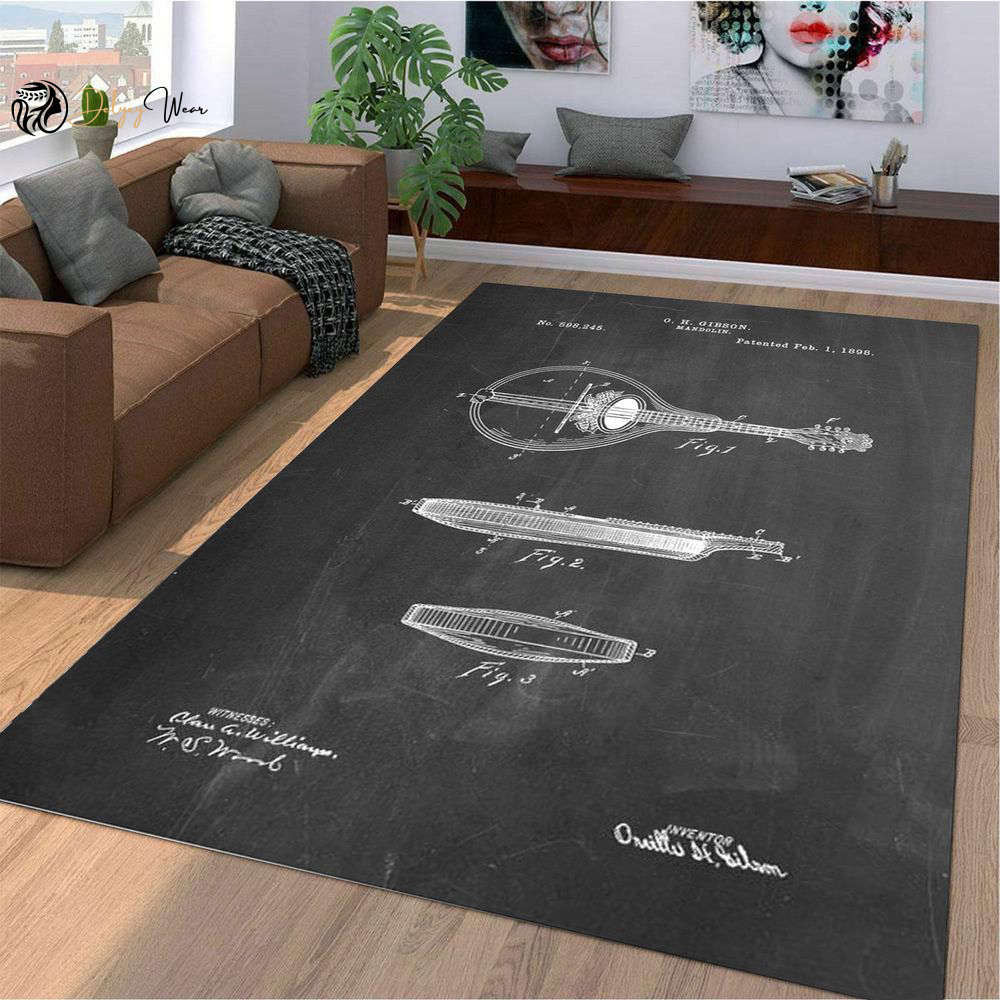Gibson Mandolin A Model Patent Area Rectangle Rug Home Decor