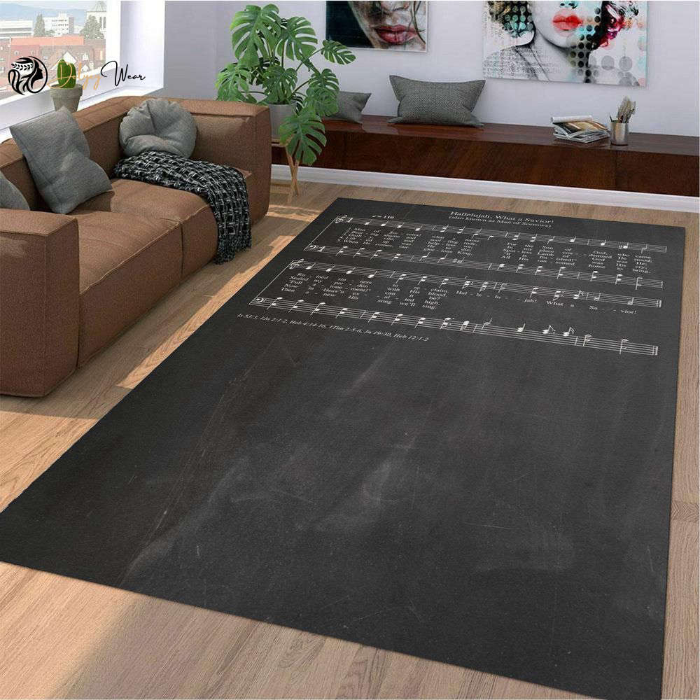 Hallelujah What A Savior Hymnal Print Area Rectangle Rug Home Decor