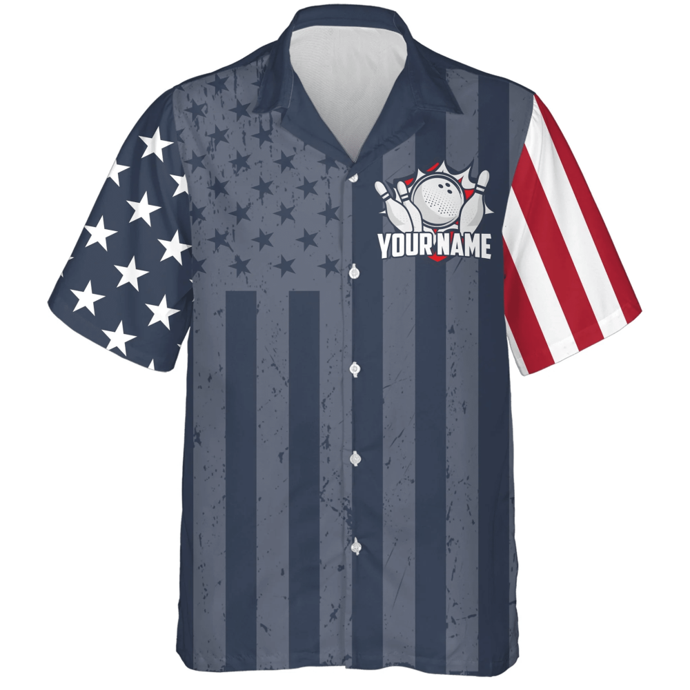 Hawaiian Bowling Shirt For Men Women American Flag Bowling Hawaiian Custom Bowling Team Shirt