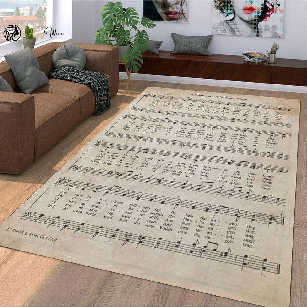 It Came Upon A Midnight Clear Hymnal Print Area Rectangle Rug Home Decor