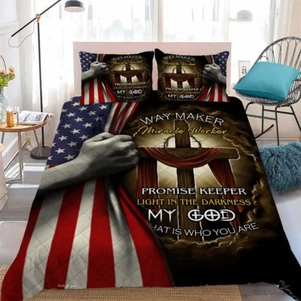 Jesus Cross Quilt Bedding Set – Way Maker Miracle Worker LSNGO18BD
