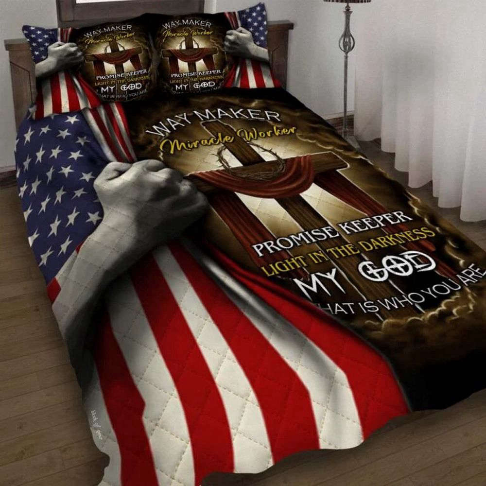 Jesus Cross Quilt Bedding Set – Way Maker Miracle Worker LSNGO18BD Jesus Cross Quilt Bedding Set – Way Maker Miracle Worker LSNGO18BD