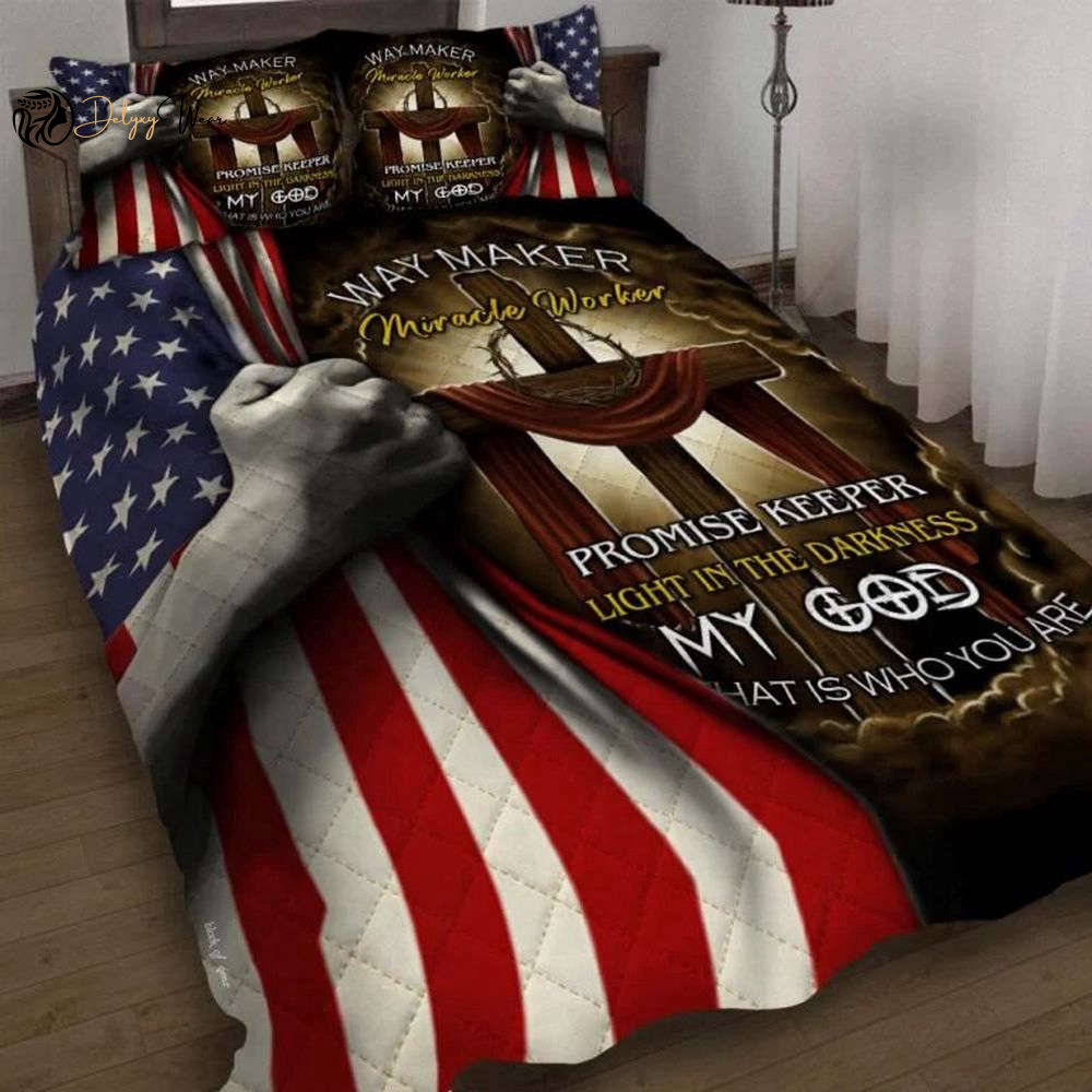 Jesus Cross Quilt Bedding Set - Way Maker Miracle Worker LSNGO18BD