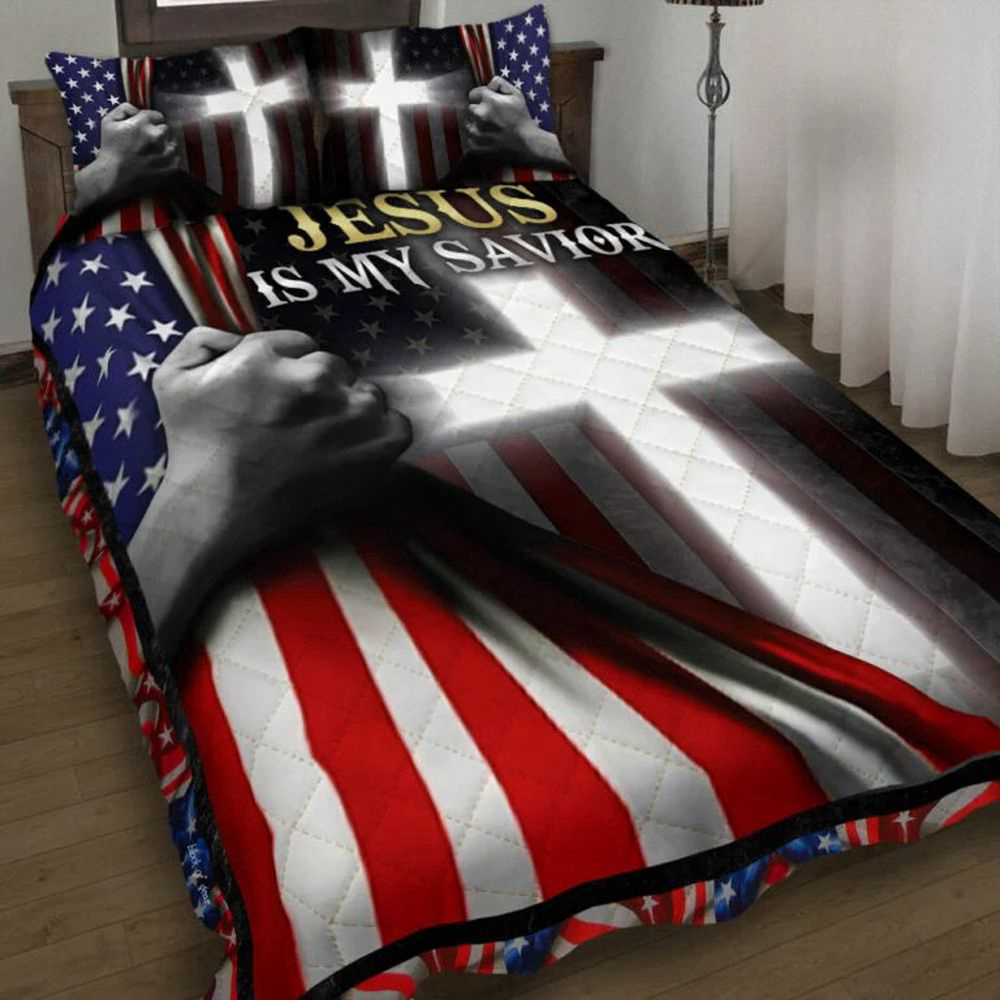 Jesus Is My Savior Quilt Bedding Set – Embrace Heavenly Comfort