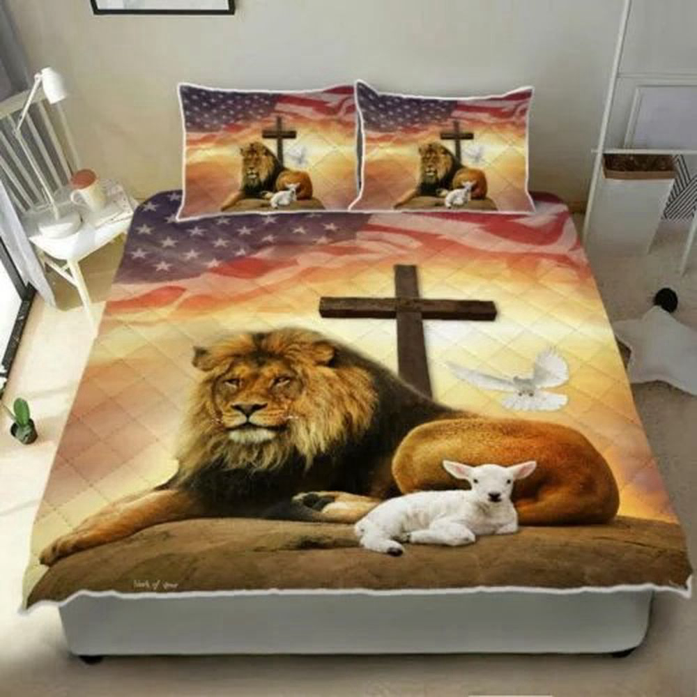 Jesus Lion and Lamb Quilt Bedding Set: Holy Spirit Inspired UXGO19BD 2 Jesus Lion and Lamb Quilt Bedding Set: Holy Spirit Inspired UXGO19BD 2