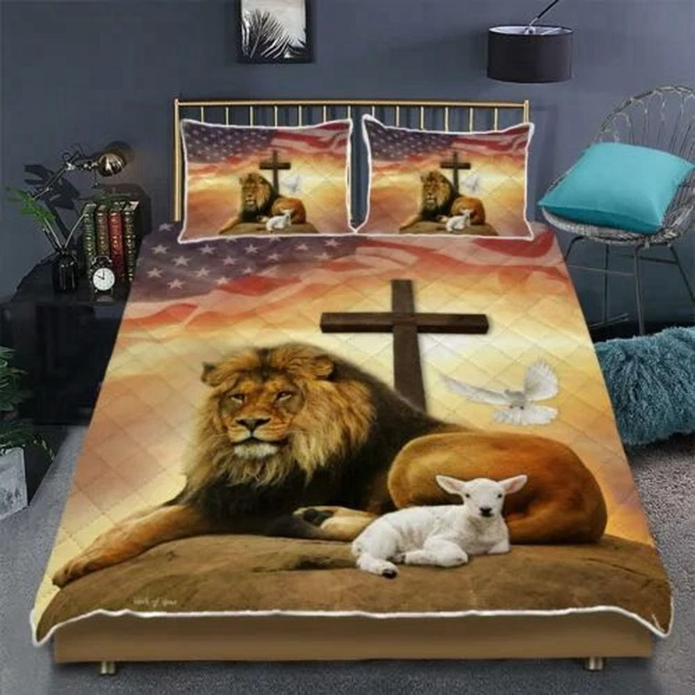 Jesus Lion and Lamb Quilt Bedding Set: Holy Spirit Inspired UXGO19BD 2 Jesus Lion and Lamb Quilt Bedding Set: Holy Spirit Inspired UXGO19BD 2