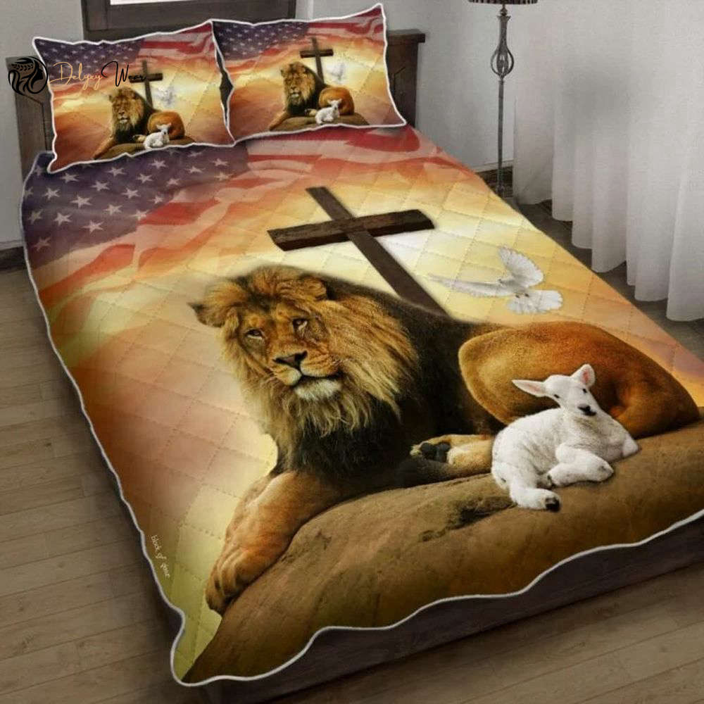 Jesus Lion and Lamb Quilt Bedding Set: Holy Spirit Inspired UXGO19BD 2