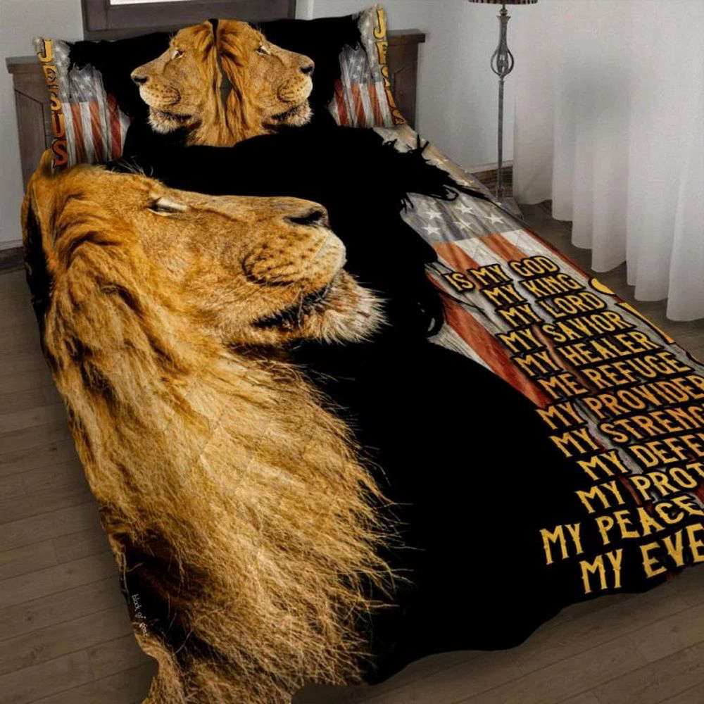 Jesus Lion of Judah Quilt Bedding Set – Unique Gift for Believers