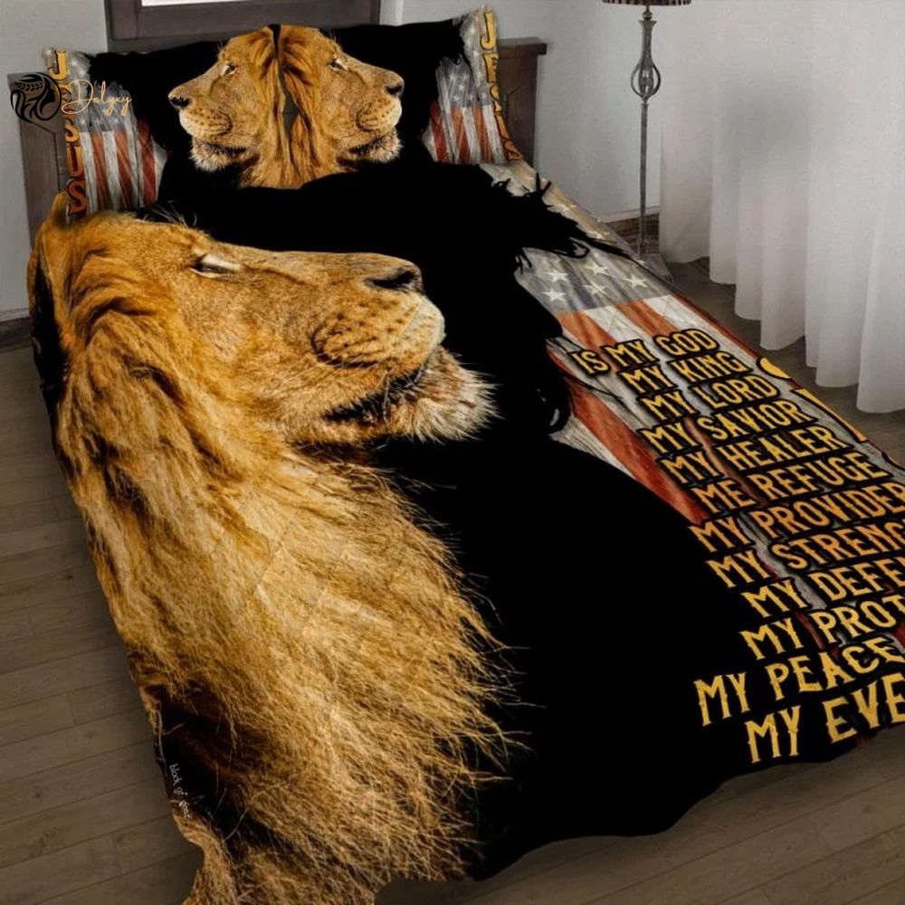 Jesus Lion of Judah Quilt Bedding Set – Unique Gift for Believers